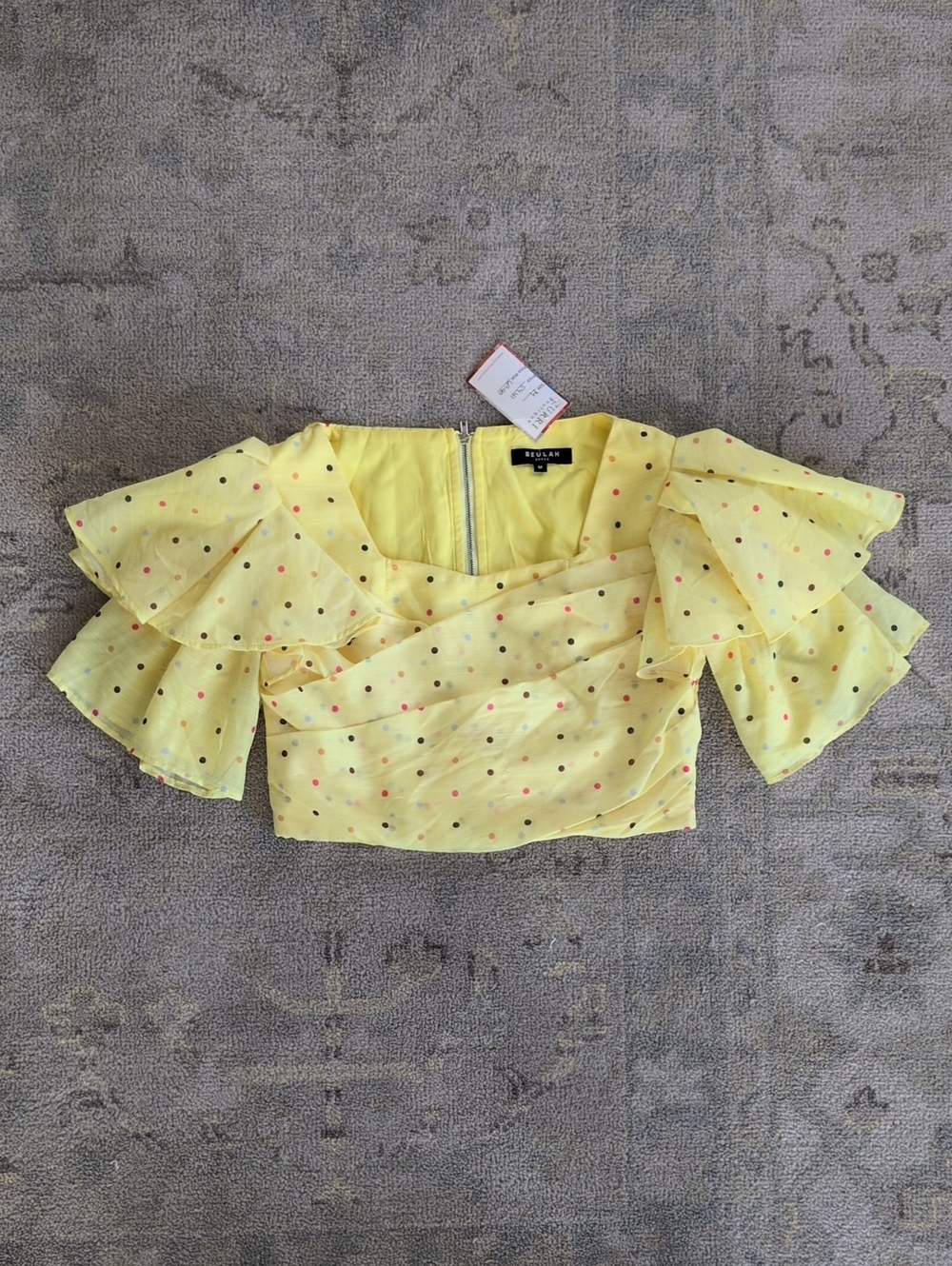 Beulah Yellow Polka Dot Crop Blouse